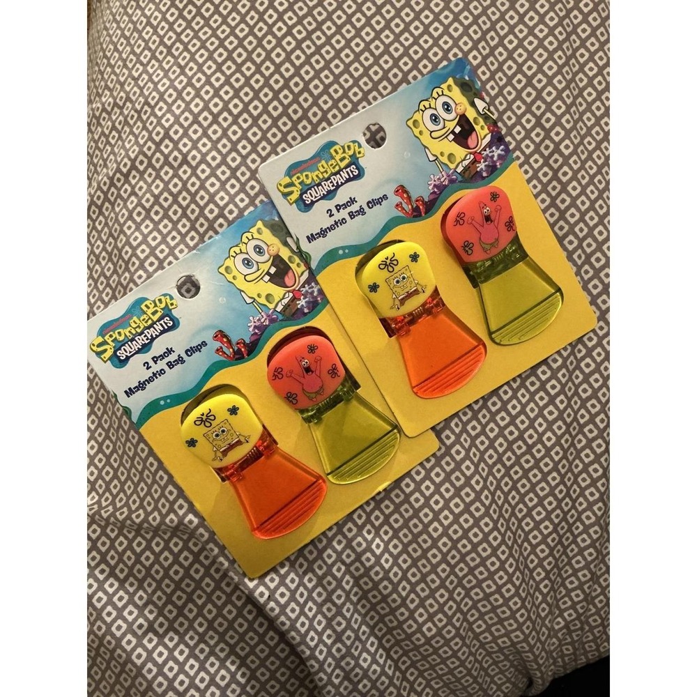 SpongeBob SquarePants Magnetic Bag Clips 2 Pack Set Nickelodeon Patrick Star 4pc